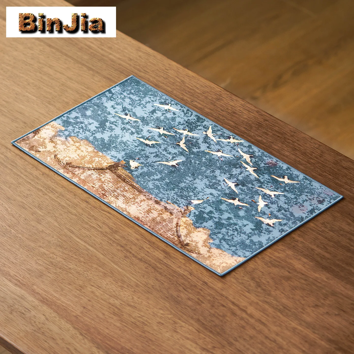 

Crane Double-sided Jacquard Fabric Tea Table Mats Traditional Drink Coaster Dinner Table Cloth Mat Drinkware Supplies Decoration