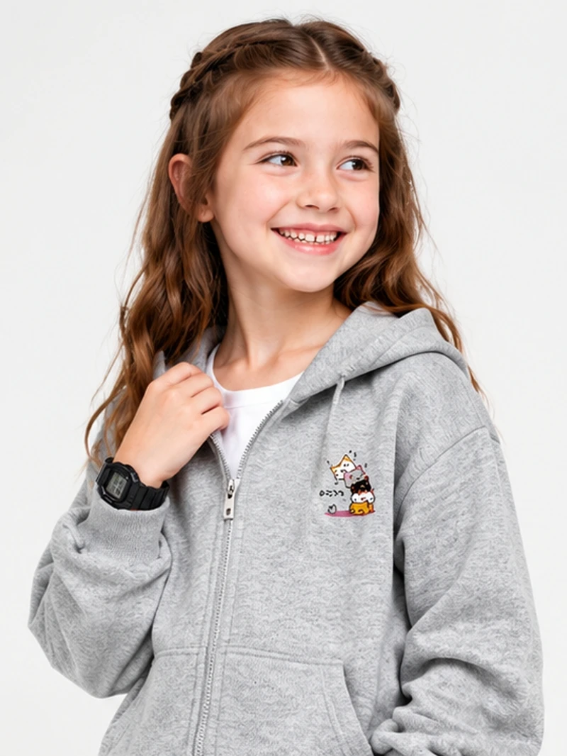 Herbstmäntel für Jungen und Mädchen, lustige Jacke mit Katzen- und Meerschweinchenmotiv, Kinder-Kapuzenpullover aus Baumwolle mit langen Ärmeln und Reißverschluss. – Detail 4