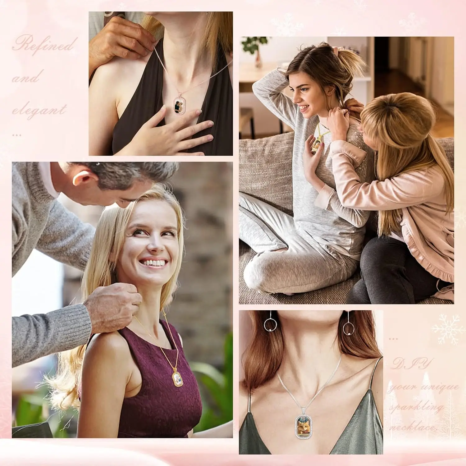 10 مجموعات/وحدة التسامي قلادة فارغة مع سلسلة للتدوير على الوجهين حجر الراين قلادة مع ملصقات الألومنيوم DIY بها بنفسك الفراغات