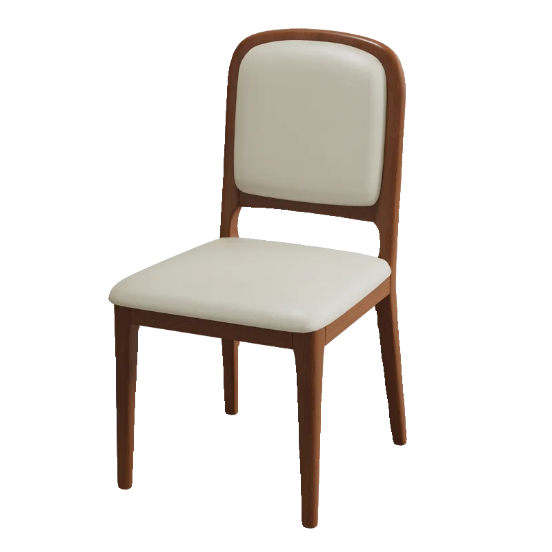 Vintage Solid Wood Dining Chair Modern Wabi-Sabi Scandinavian Design Backrest Stool Space-Saving Kitchen Furniture for Homes