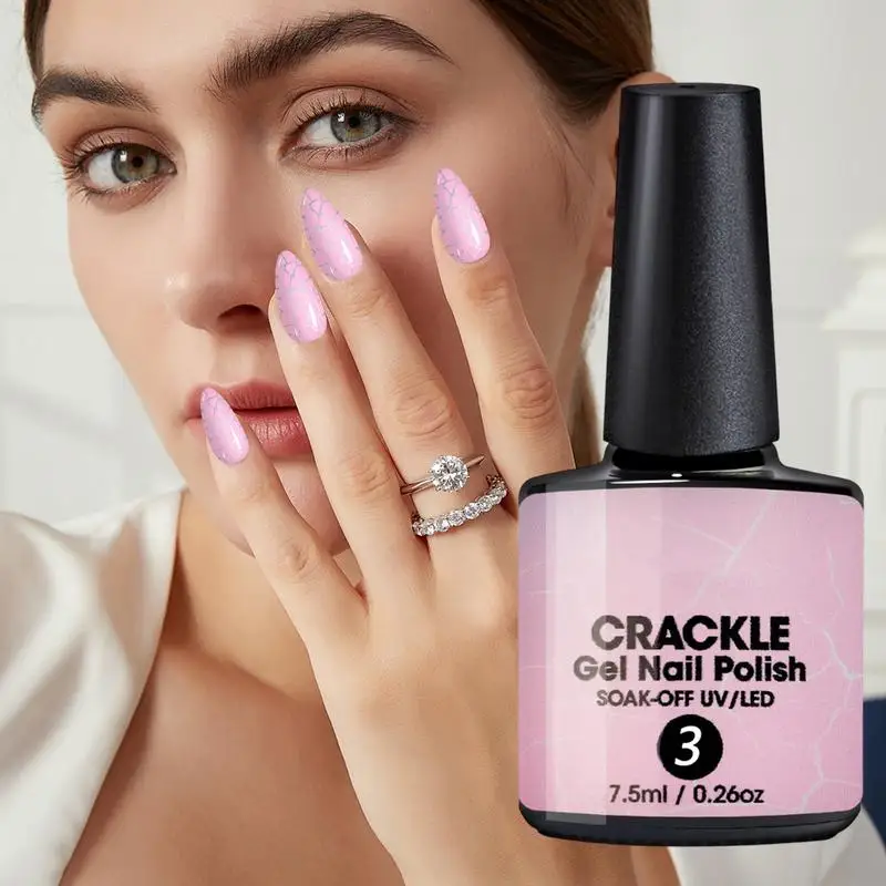 NEU 7,5 ml Crackle Gel Nagellack Cracking Nail Gel Quick Dry Nail Art Lacke Hybrid Semi Permanent Soak Off Base Top Coat