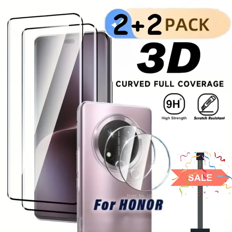 

2+2PCS Full Coverage for Honor Magic 5 6 7 Pro HD Screen Protectors for Honor Magic V5 7 6 5 with Camera Lens Film Anti-Scratch