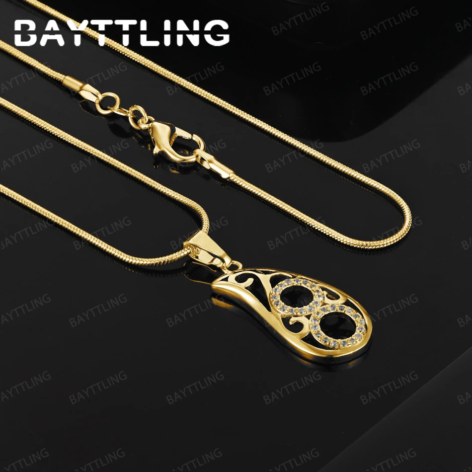 

925 Sterling Silver 18K Gold 16-30 Inch Beautiful Drop Zircon Pendant Necklace Women's Wedding Jewelry