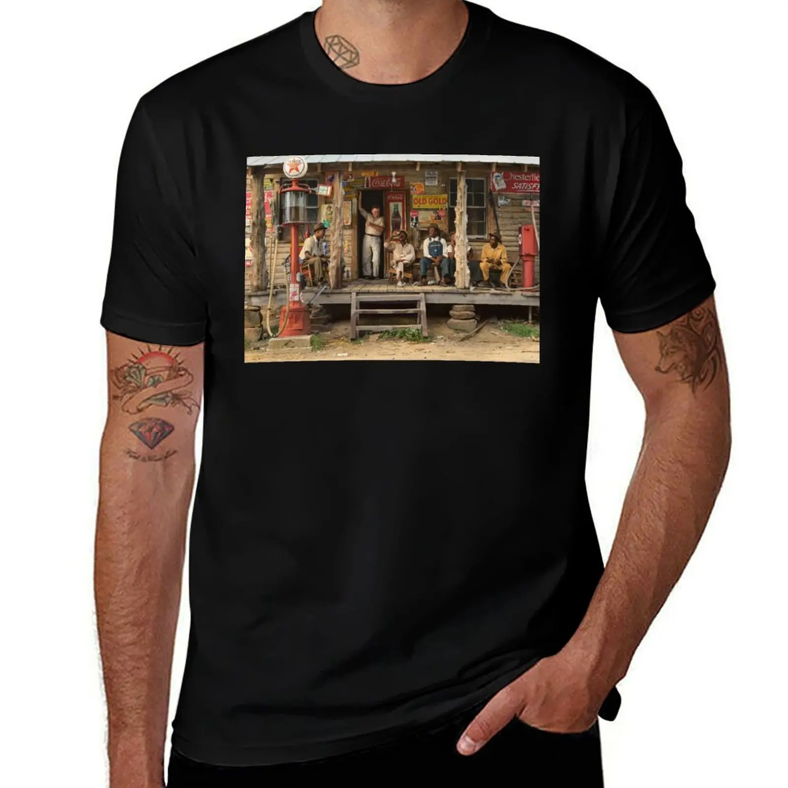 Country store on dirt road, 1939 T-Shirt Casual Everyday Short Sleeve T-Shirt