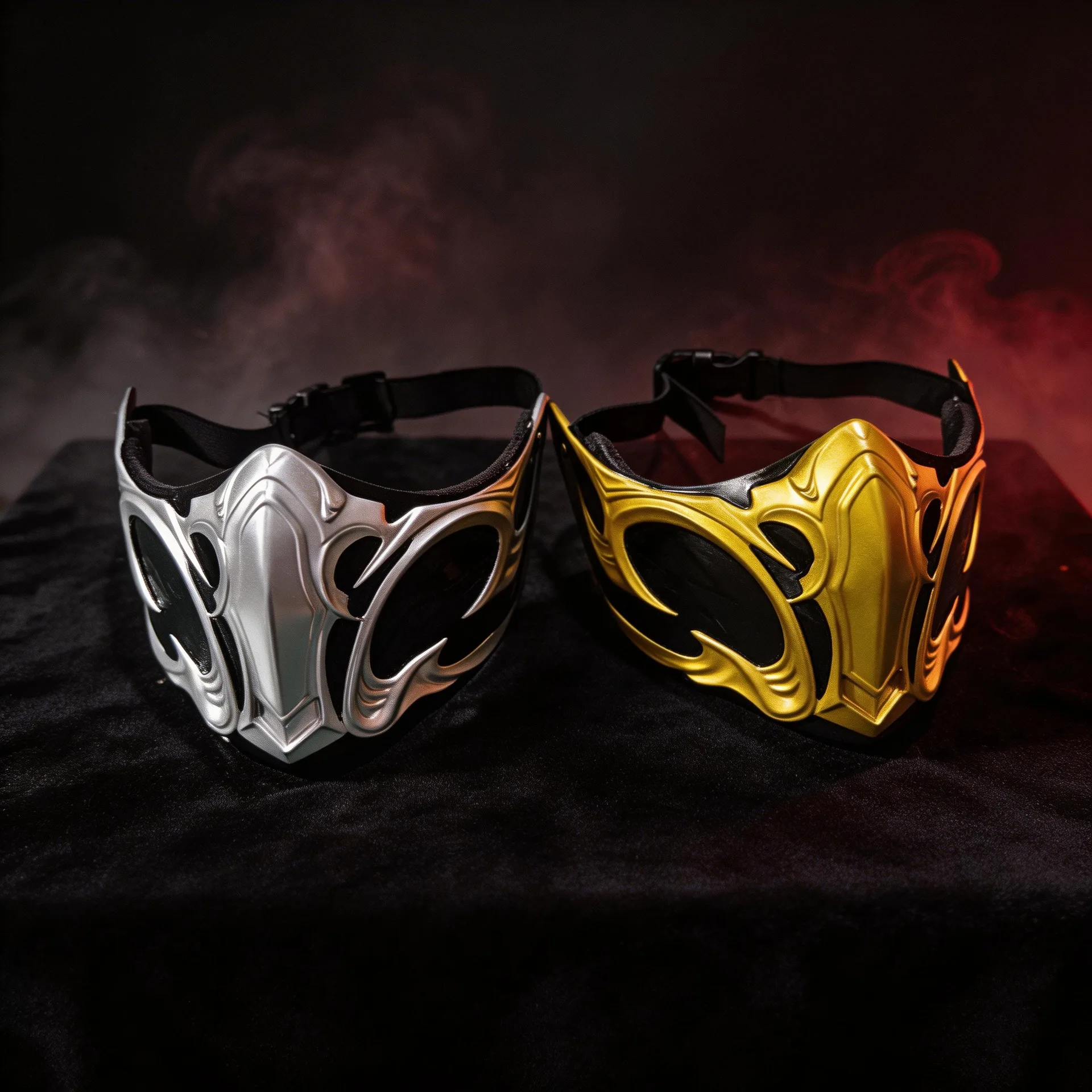 Mortal Kombat Half Face Mask Cosplay Sub-Zero Scorpion Resin Masks Halloween Carnival Dress Up Party Costume Props Deluxe