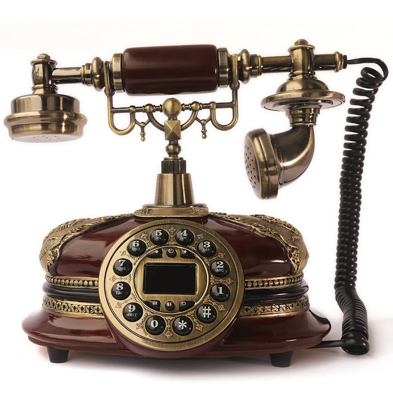 European style retro telephone, antique home fashion and creative landline, old-fashioned turntable living room