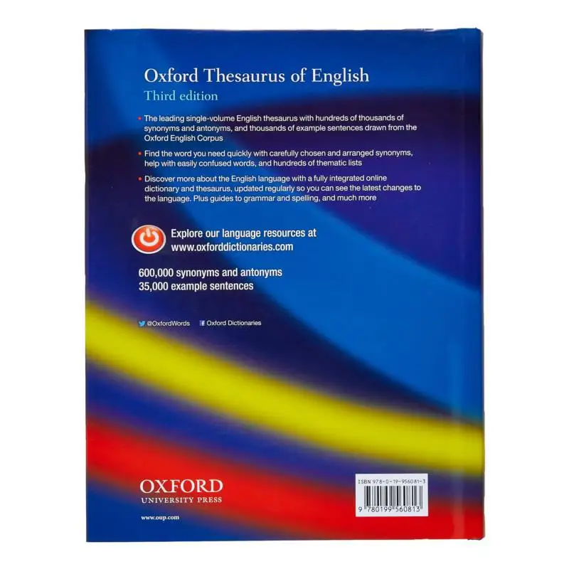Oxford Thesaurus Of English Oxford Languages Oxford University Press 9780199560813 Book