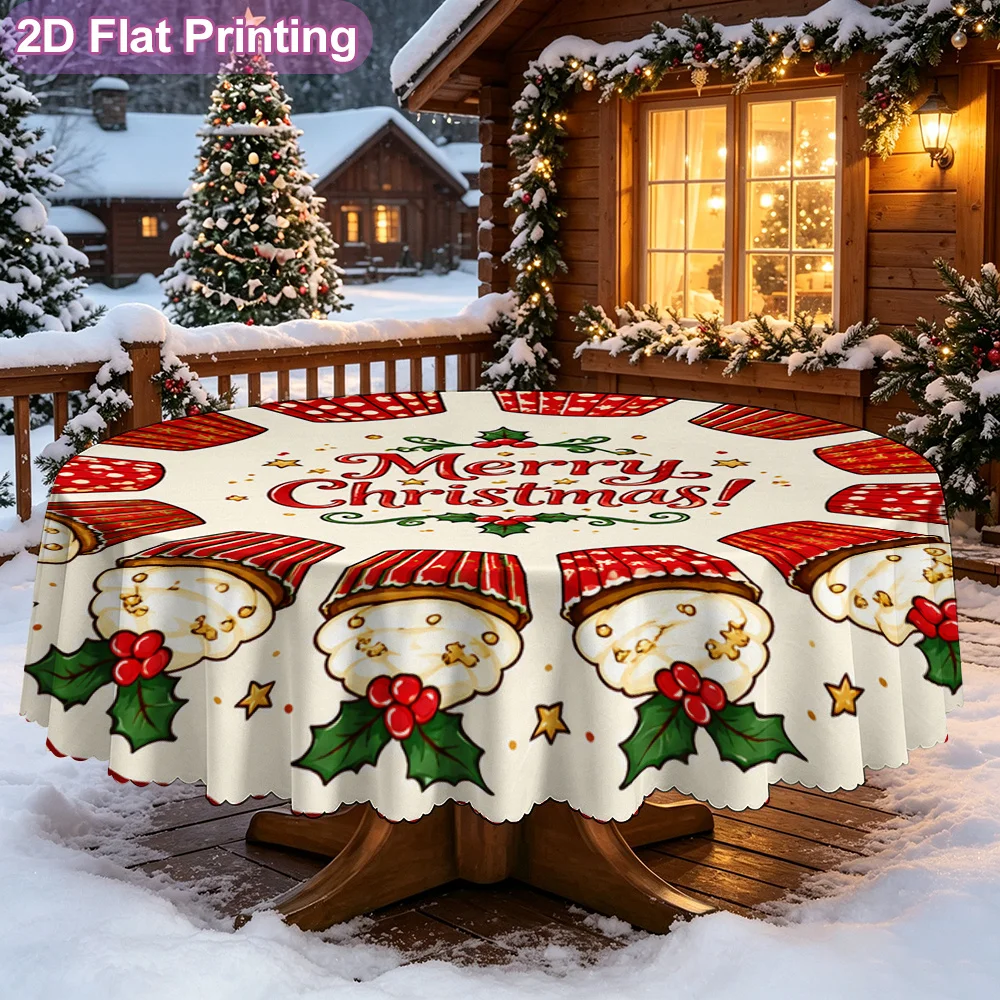 2D flat model, single-piece tablecloth, Merry Christmas cupcake mat, bright pattern