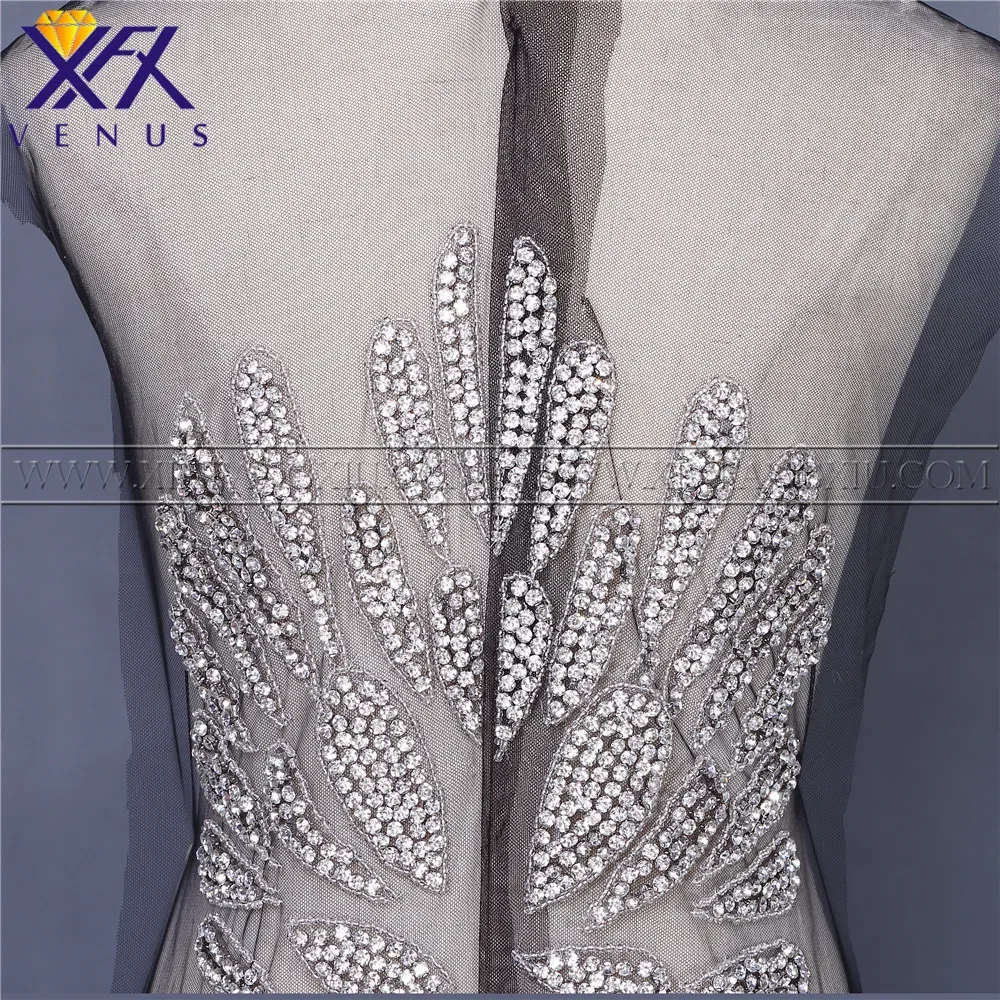 XFX VENUS 1 Set Front&back Dress Beads Applique Rhinestones Bodice Patches Embroidery  Beads Fabric Patch DIY Handcraft Apparel