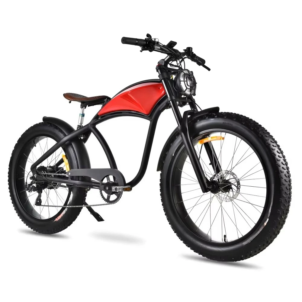 

yzhgb48V 750W electric bicycle 7-speed transmission system, fat tire retro electric mountain bike, suitable for outdoor camping