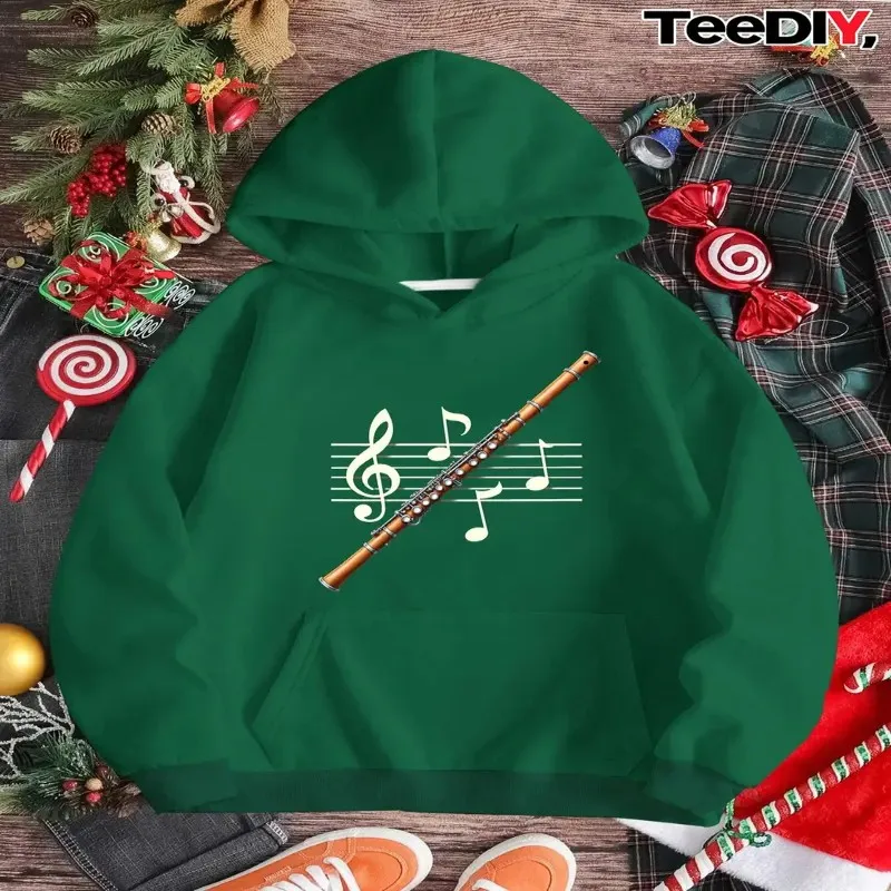 

Winter Fall Female Clothes Oversize Women Sweatshirt Plus Size Flute Musical Notes Sheet Music Cotton Street Style Long Sleeve