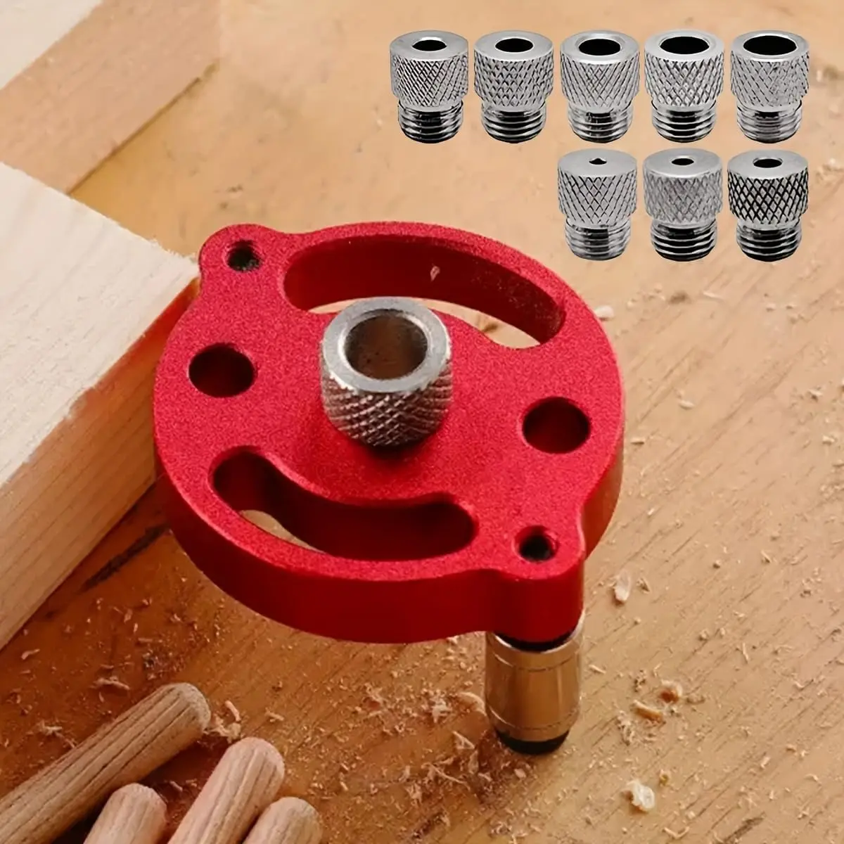 Self Centering Doweling Jig, Self Center Dowel Jig Handheld Drill Guide for Straight Holes Wood Panel Hole Puncher Locator Tool