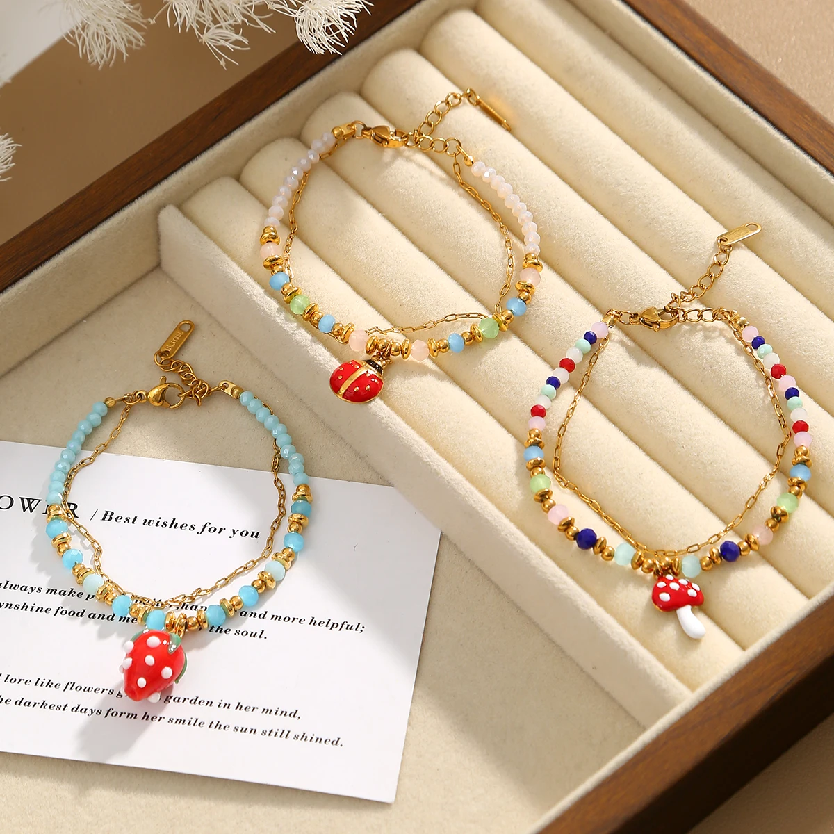 

SOVOB Boho Beading Bracelets For Women 18K Gold-Plated Charm Bracelets Woman Lapis Lazuli Turquoise Natural Stone Jewelry Gift