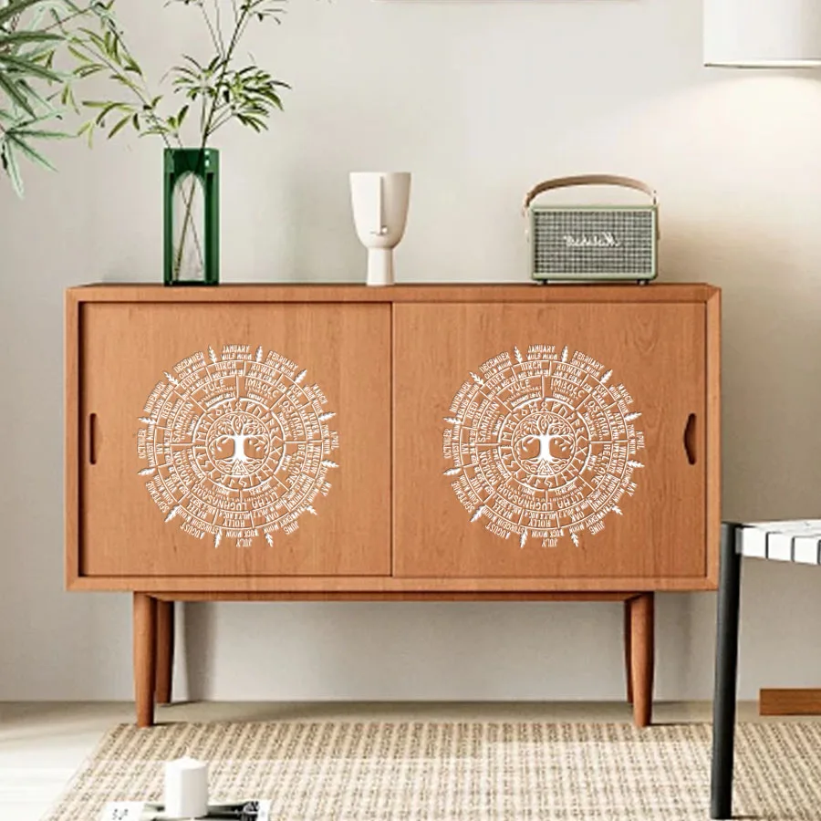 1 قطعة 12 × 12 بوصة عجلة وثنية من استنسل العام – قالب شجرة الحياة نورس ماندالا لتزيين جدران ويكا