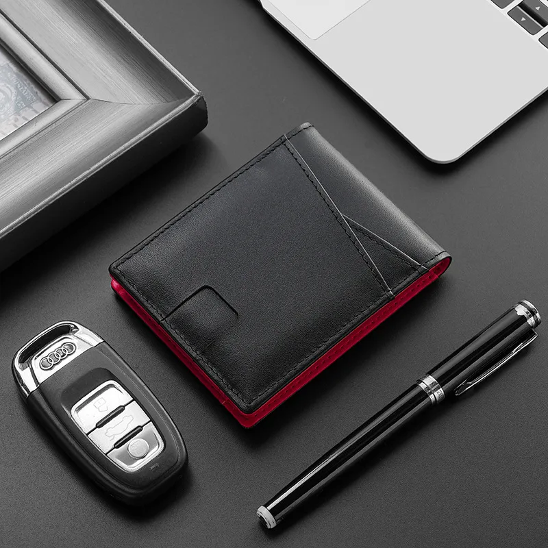Slim Wallets for Men Genuine Leather Men's Money Clip RFID Blocking Front Pocket Bifold Wallet Thin Credit Card Holder Purse