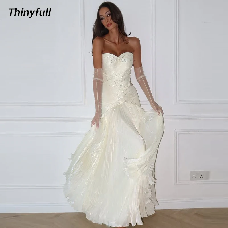 

Thinyfull Mermaid Arab Prom Dresses Sweetheart Sleeveless Sequined Evening Party Gown Dubai Long Dress robes de soirée Customize