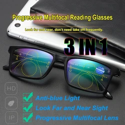 Progressive Bifocals Reading Glasses Anti Blue Light Blocking Presbyopia Near Far Hyperopia Eyeglasses for Man Woman +1.0~+4.0