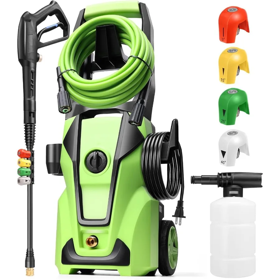 منظف الضغط العالي مع أقصى إخراج 5000 رطل لكل بوصة مربعة ومعدل تدفق 4.0GPM يتميز بخرطوم تمديد مرن بطول 33 قدم و4 فوهات من الفوم #1