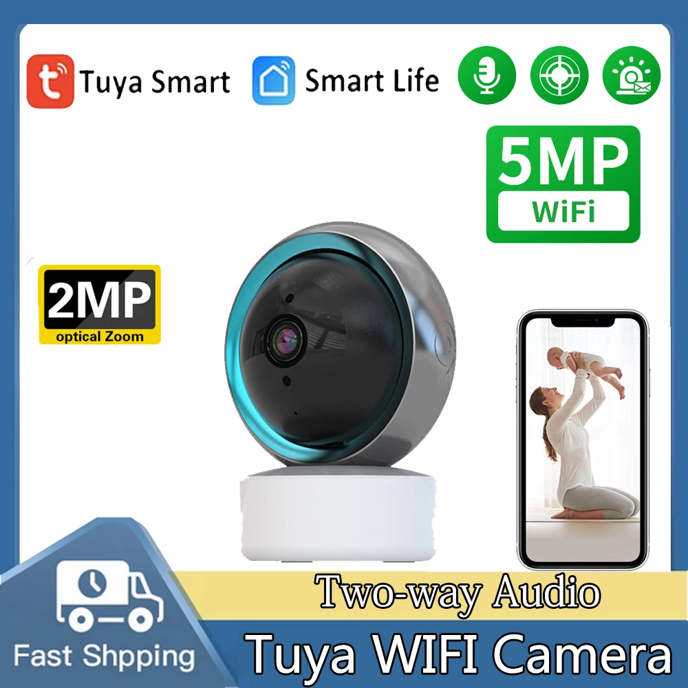 

Tuya Smart Surveillance Camera 2MP 5MP Baby Monitor Automatic Tracking Smart Home Security Indoor WiFi CCTV 1080P Camera