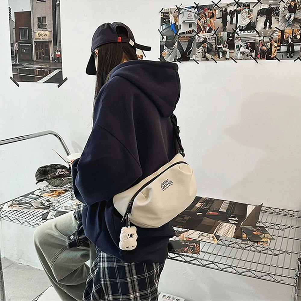 

Повседневная мужская нагрудная сумка с регулируемым ремешком, большая вместительная спортивная сумка в форме полумесяца, многофункциональная нейлоновая поясная сумка на молнии для женщин