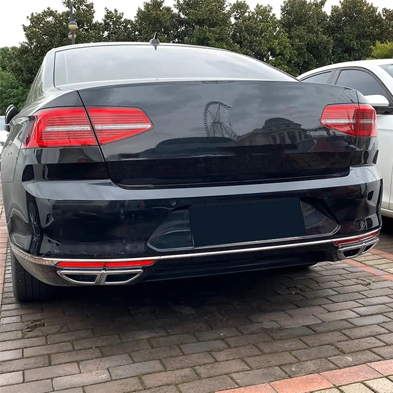 

For Magotan Passat B8 16-19 Rear Lip Bumper Spoiler Car Tail Throat Frame Exhaust Pipe Trim Cover Stickers (Silver)