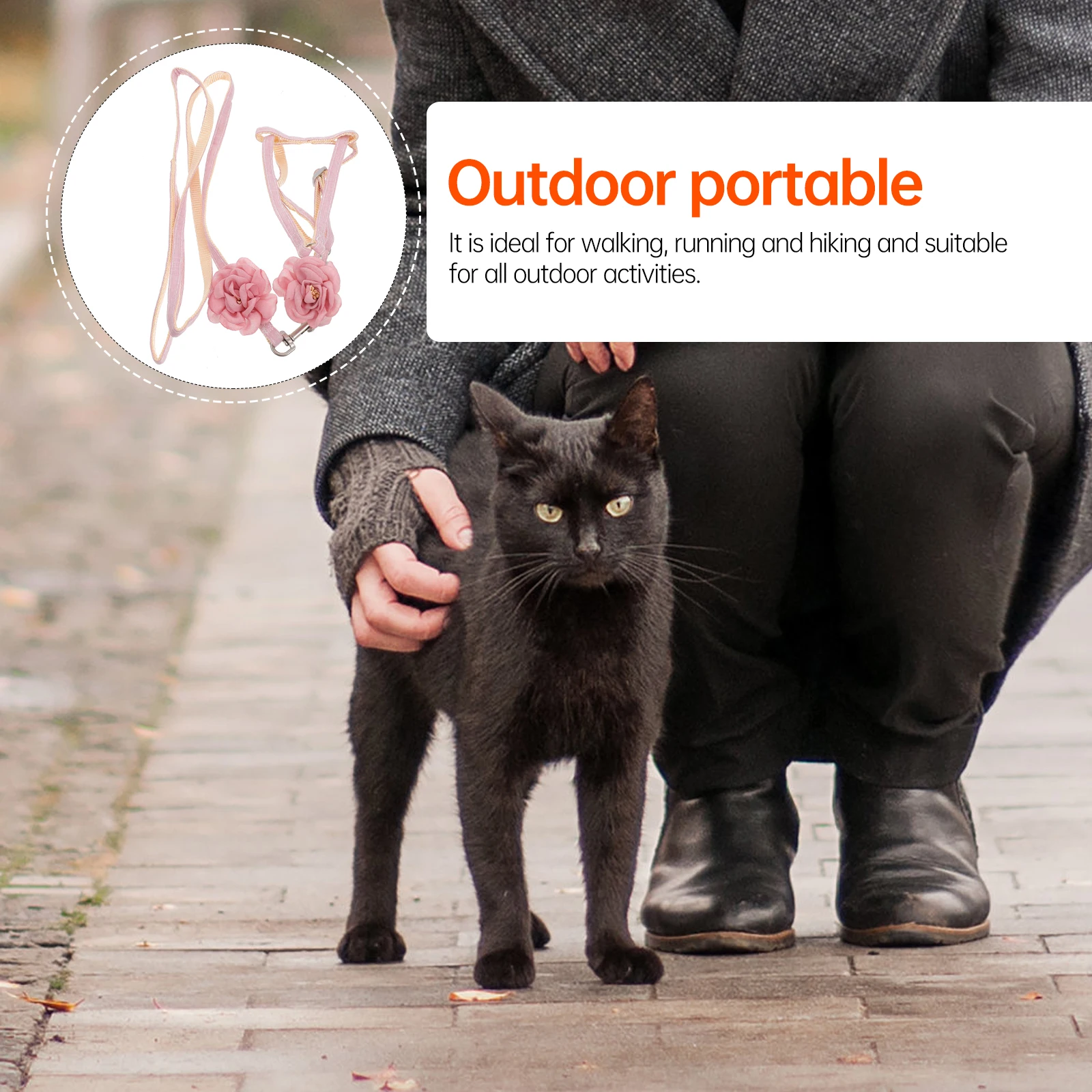 

Cat Harness Leash Pure Color Cotton Hemp Traction Rope Adjustable Lightweight Outdoor Walking Pet Chest Strap Comfortable