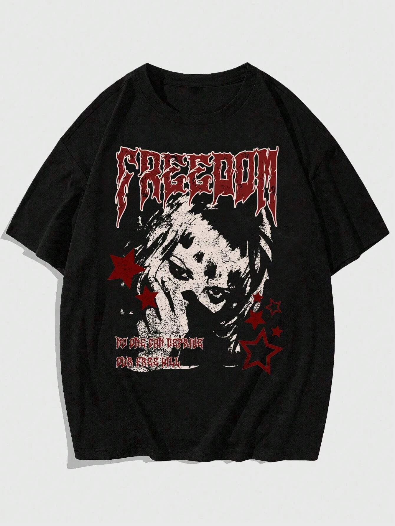 

Freedom Portrait Hip Hop Punk Y2k Unisex Men Women Cotton T-shirt Luxury Fashion Big Size Top Short Sleeve Classic Tee S-4xl