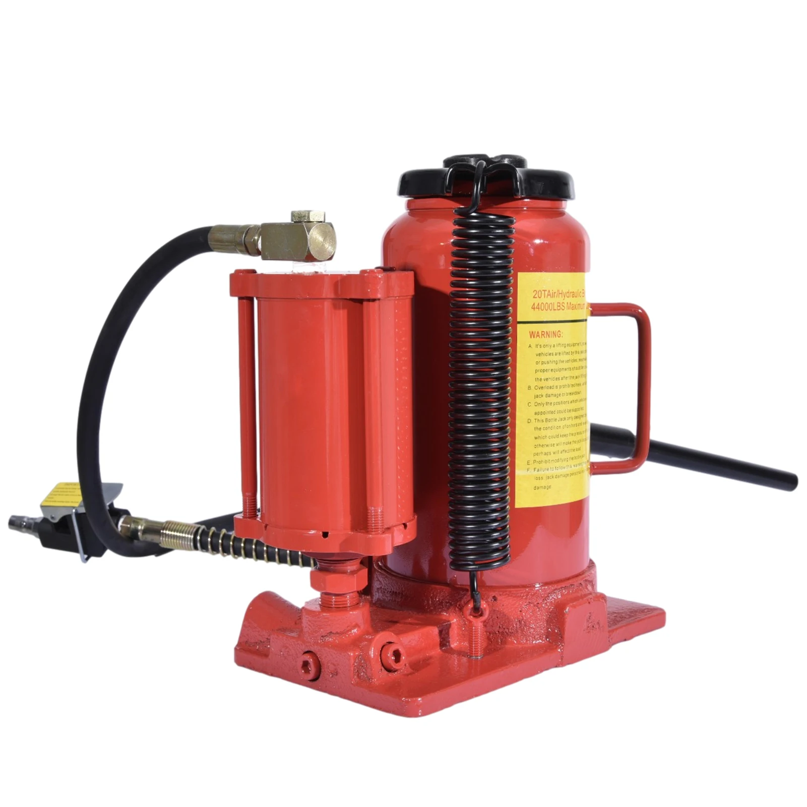 20Ton vertical hydraulic pneumatic top with red detachable handle for manual lifting of steel structure jack