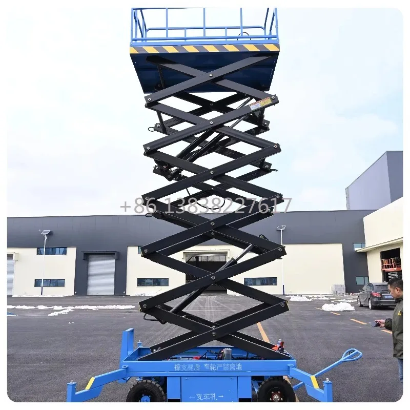 Semi-automatic Aerial Platform 500kg Hydraulic Scissor Lift 6m 8m 10m 12m 14m 16m Traction Skylift