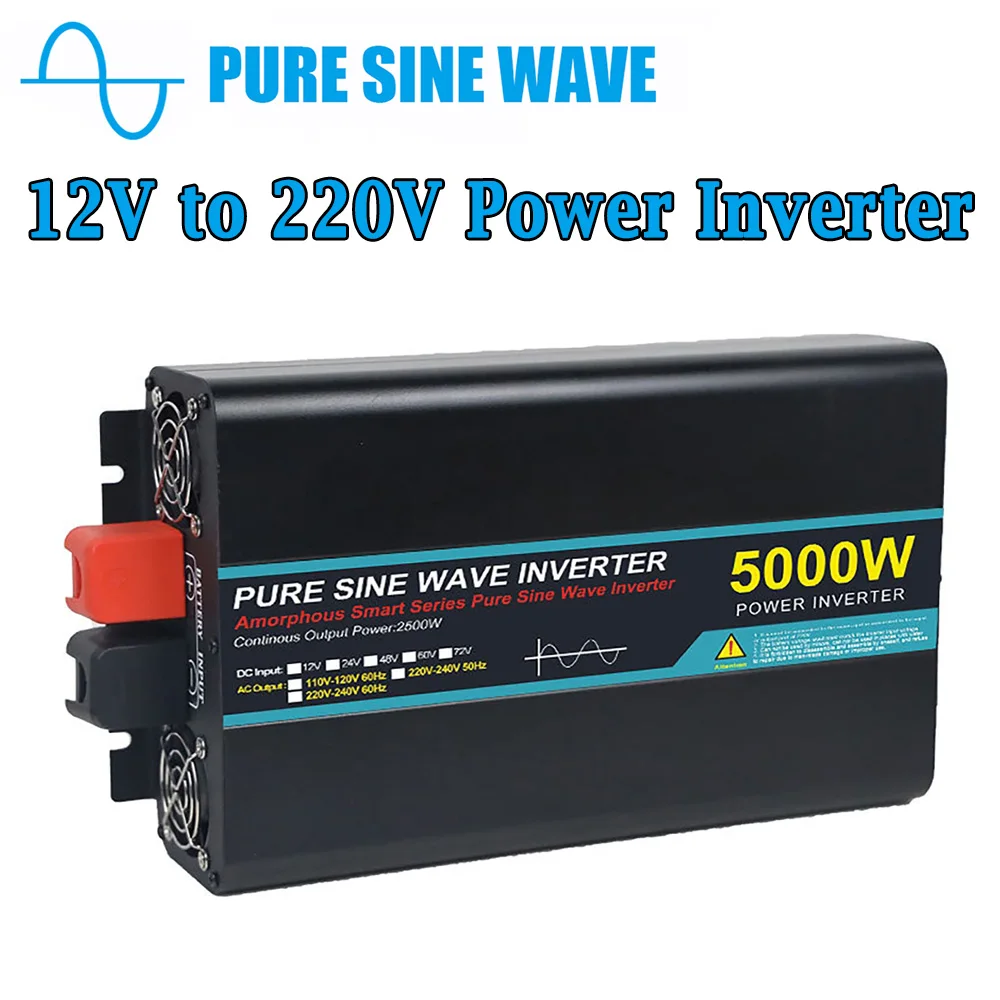 

Intelligent Power Inverter 12V to 220V Pure Sine Wave 5000/4000/2800/1600W Car Voltage Transformer Over-current Protection