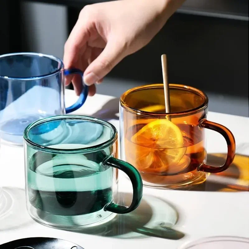 Copas de vino de 250ml, vaso para beber, whisky, Vodka, café, jugo, agua, té, taza creativa, tazas de vidrio de doble fondo para el hogar