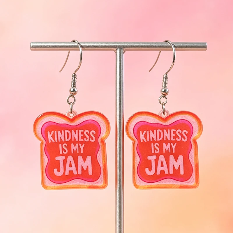 Cute Toast Shaped Acrylic Earrings 