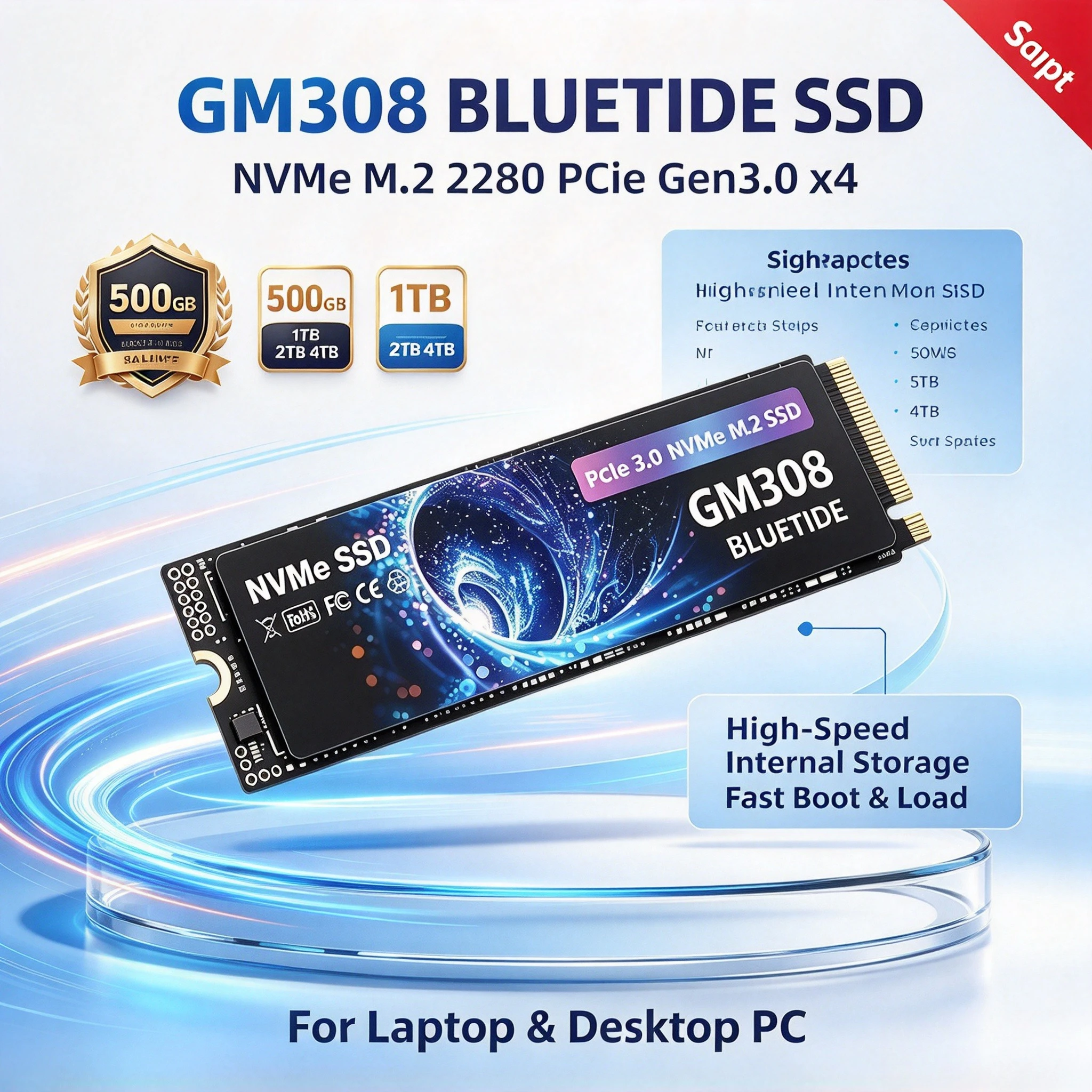 4TB GM308 SSD NVMe M.2 500GB 1TB 2TB SSD M.2 2280 PCie Gen3.0x3 Internal Solid State Drives Disk for Laptop Desktop