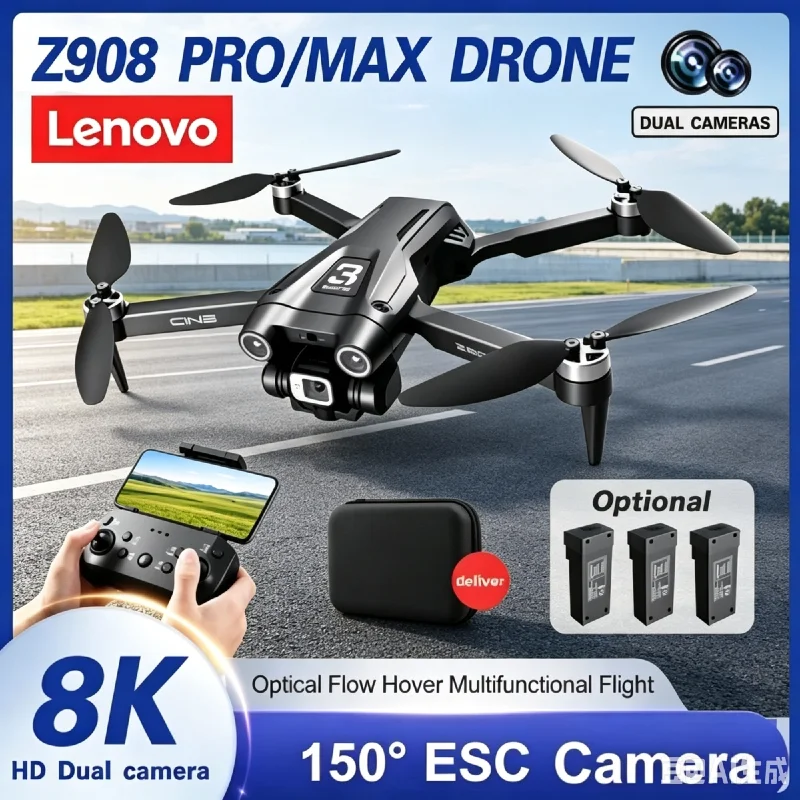 Lenovo Original Z908 Pro max Drone 8K Professional HD Dual Camera Brushless Motor WIFI FPV RC Folding Quadcopter Helicopter toys