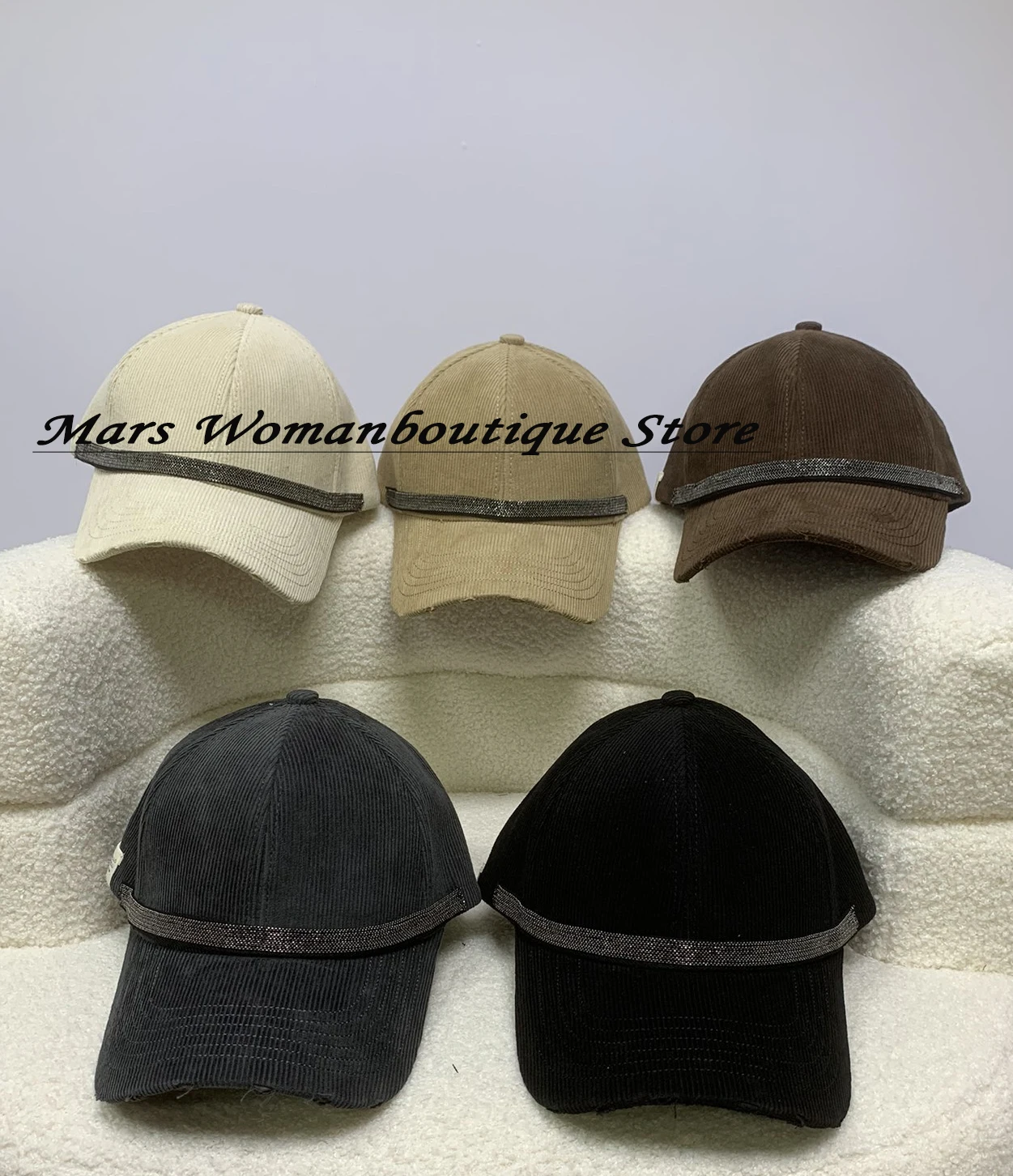 Women's Corduroy Peaked Cap, B/C Hat, 5 Colors