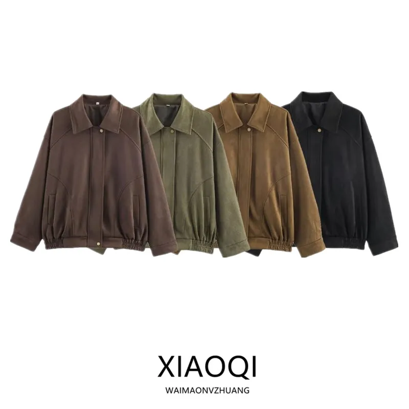 

Женское джато в стиле ретро, осень 2021, модный дизайн, универсальная верхняя одежда с воротником-пилот, длинное женское пальто на молнии све