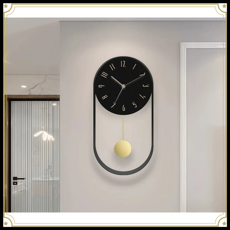 Bedroom Living Room Modern Decoration Single Pendulum Battery Driven Non Ticking Swinging Wall Clock