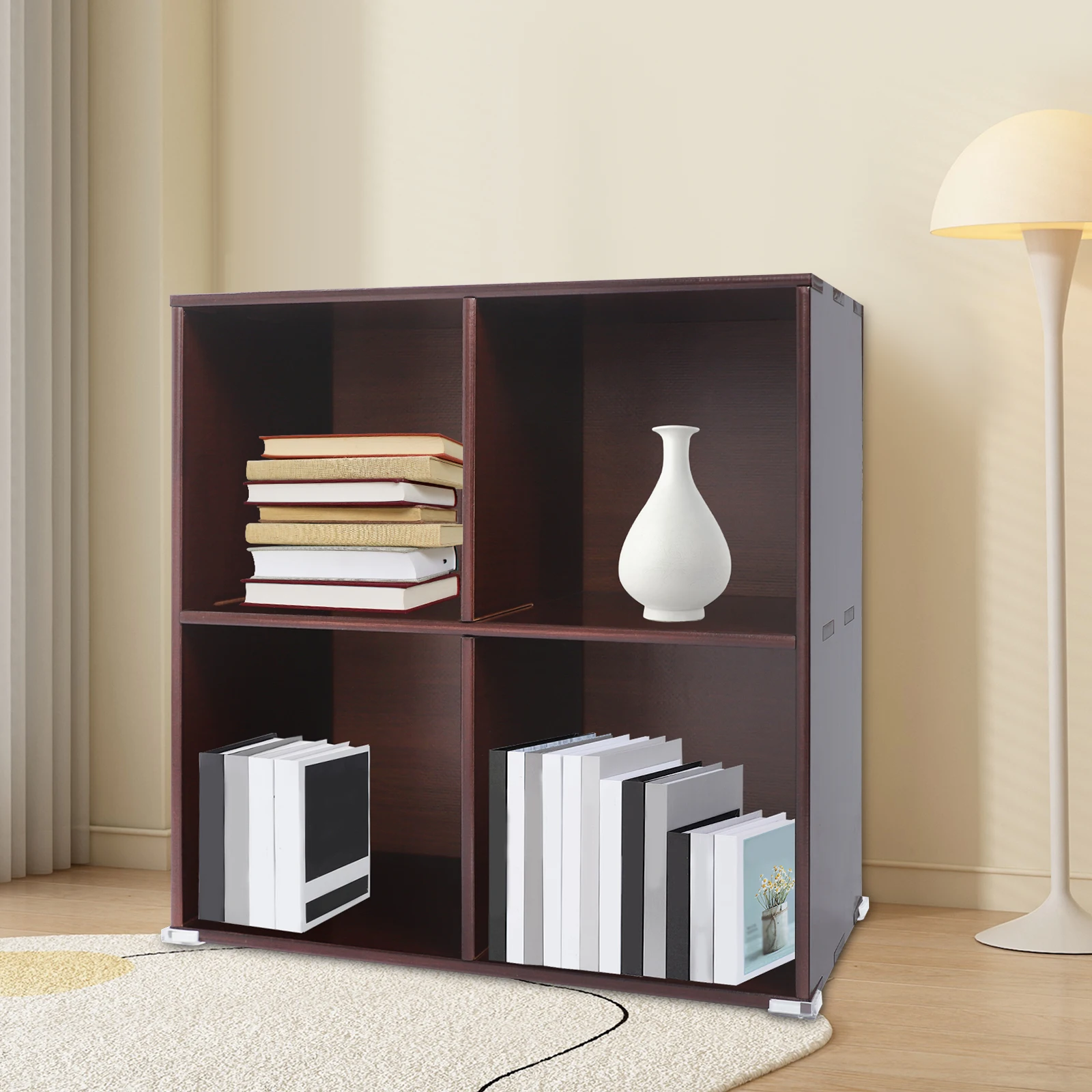 

2-Tier 60*30*60cm Solid Wood Bookshelf Wood Rectangular Floor Bookshelf for Bookshelf Display Cabinet