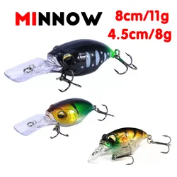 Fuheno 1 Pcs Minnow 80mm 11g Crankbait Fishing Lures 45mm 8g Wobblers Hard Baits Minnow Pike Carp Bass Fishing Tackle Luminous
