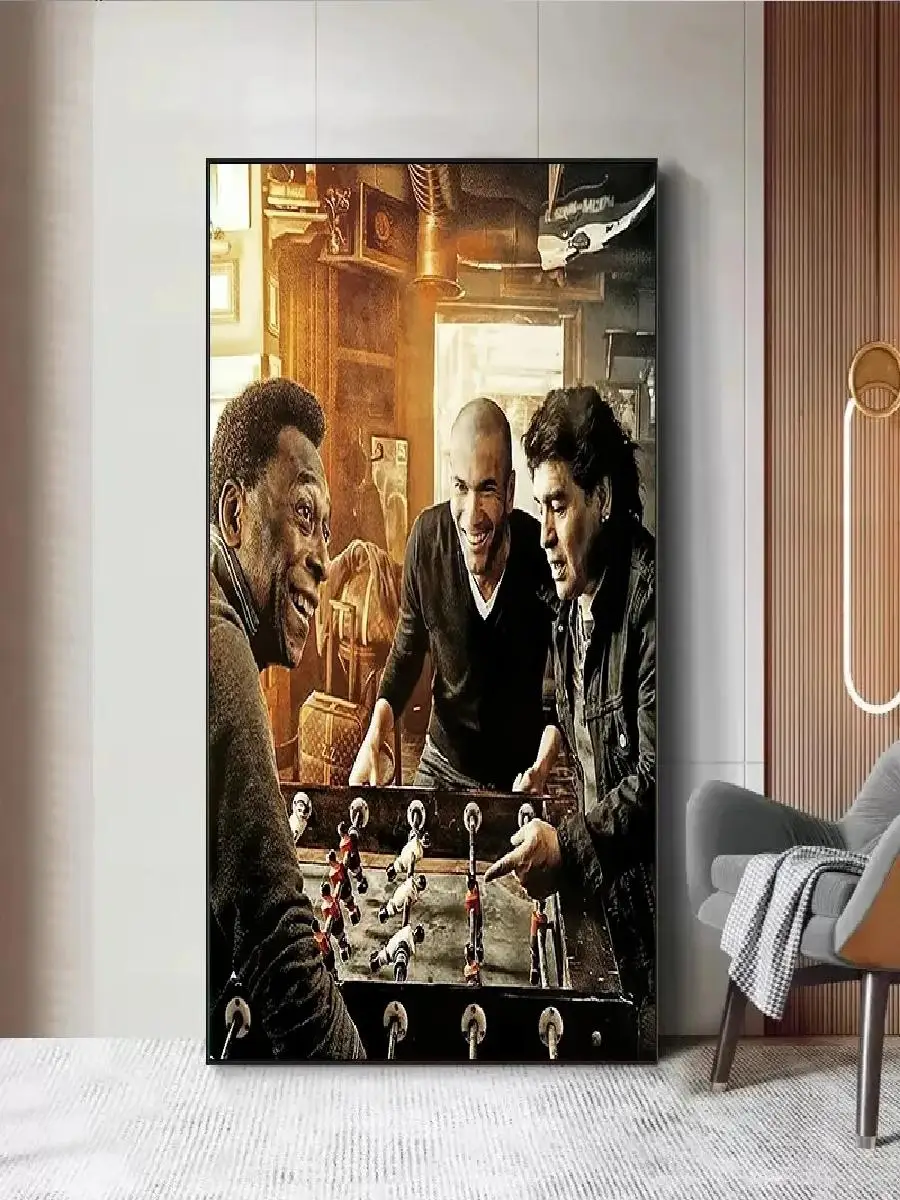 Soccer Icons Canvas Art  Maradona Pele Zidane Wall Poster for Living Room Decor