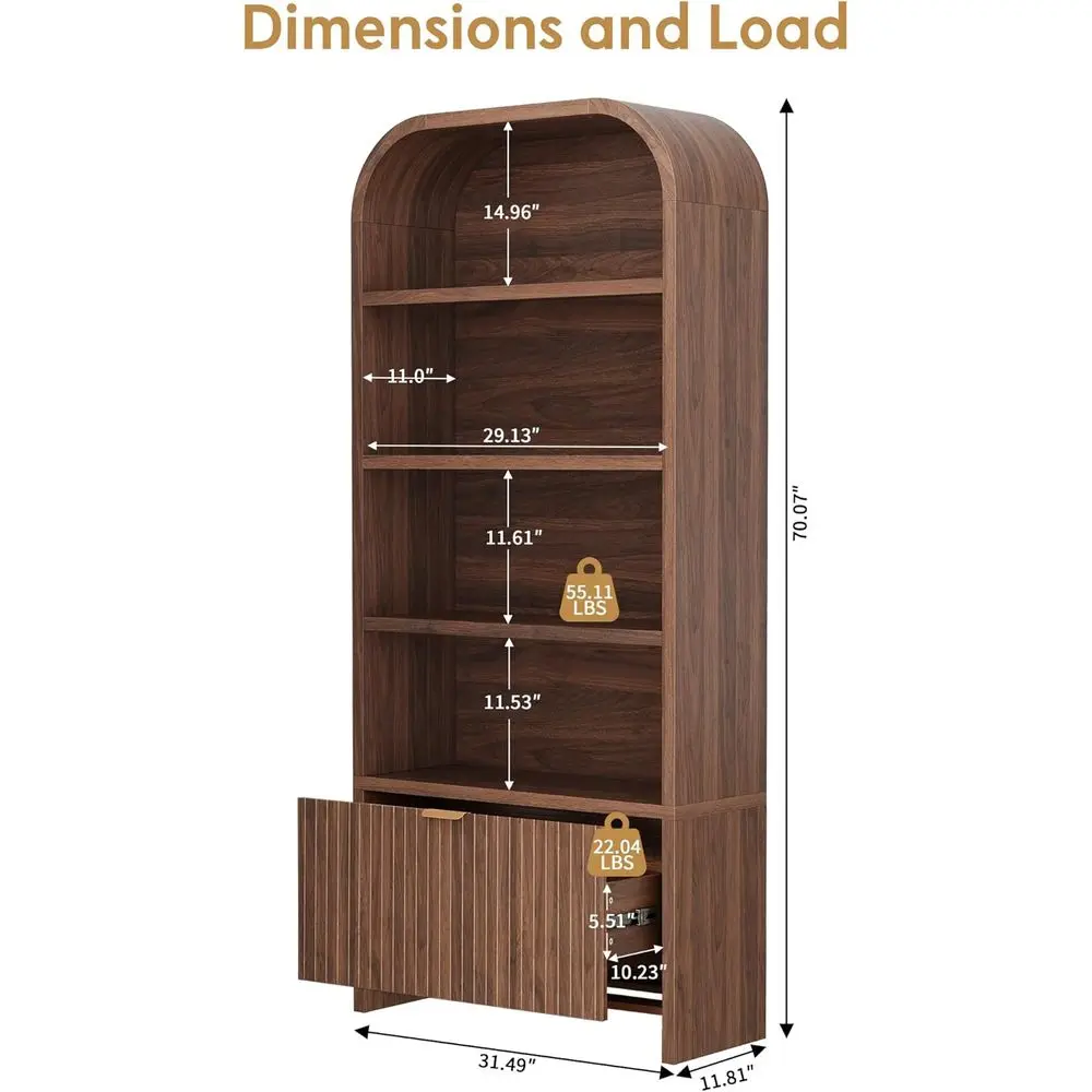 Arched Bookcase with Der, 70