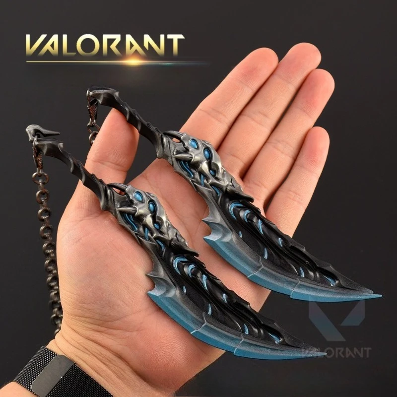 Flood Fury Double Chop Knife 19 cm/7.48 pollici Valorant Periferiche di gioco Tutto in metallo Arma Cosplay Coltelli Modelli Artigianato Regali Giocattoli