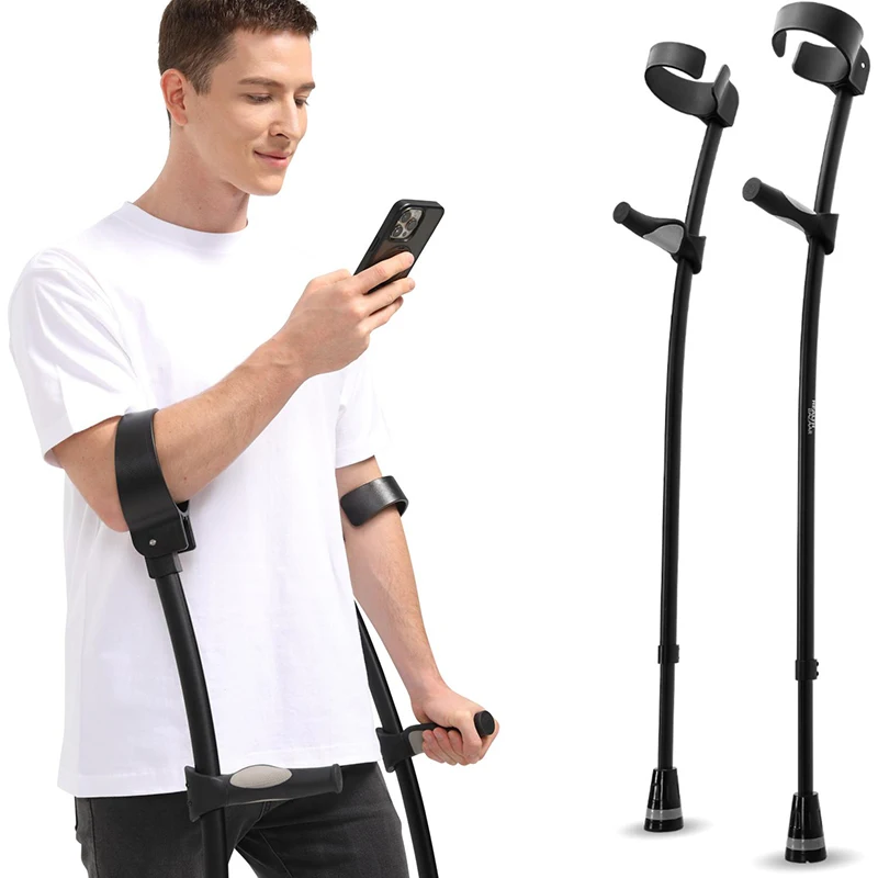 Elbow Crutches, Medical Crutches, Underarm Fracture Crutch, Adjustable Anti-slip Double Crutches, Disabled Mobility Aids Walkers