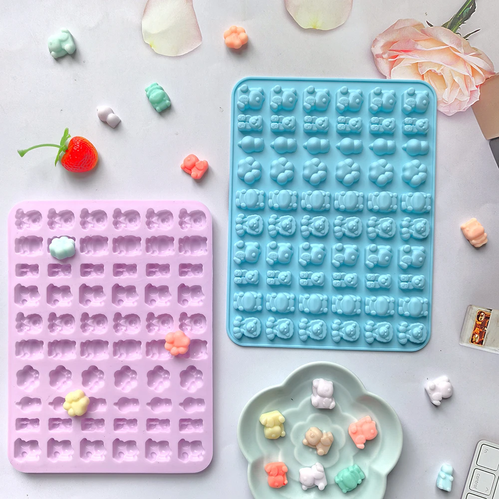 1pc Creative Lion Animal Bear Candy Chocolate Silicone Mold DIY Pudding Biscuit Cake Baking Mold (60 Chambers)