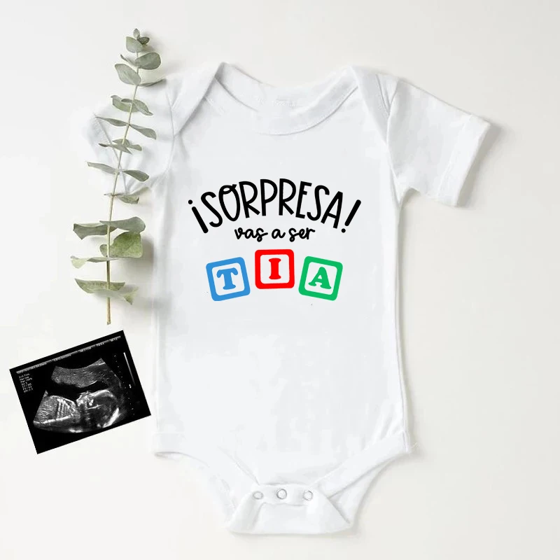 Surprise You Are Going To Be An Aunt Printed Baby Bodysuit Pregnancy Announcement Newborn Clothes Infant Short Sleeve Jumpsuit