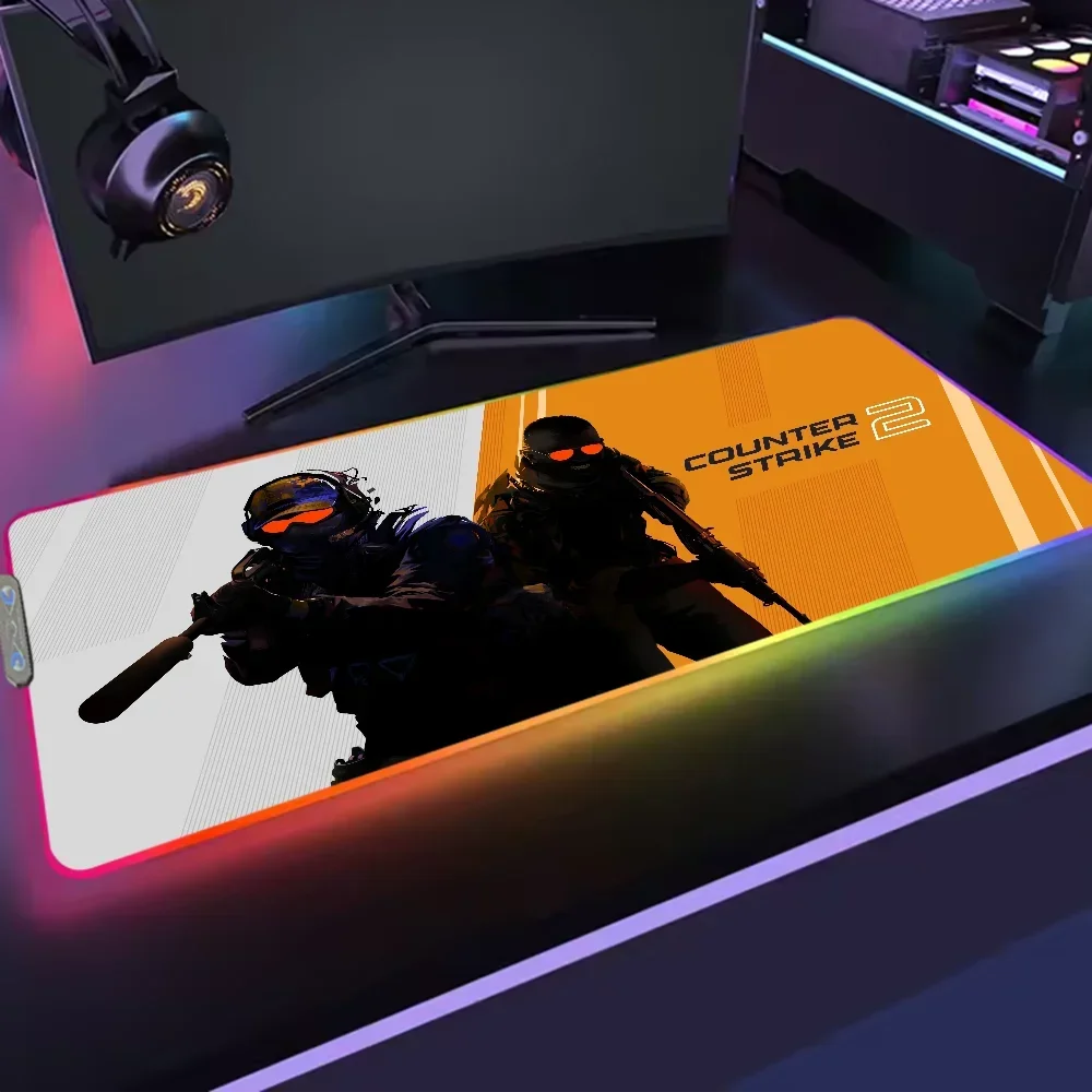 Hot Game Counter-Strike 2 For Rgb Mouse Pad Xxl Steelseries Laptop Mat Gaming Mousepad Backlit Keyboard