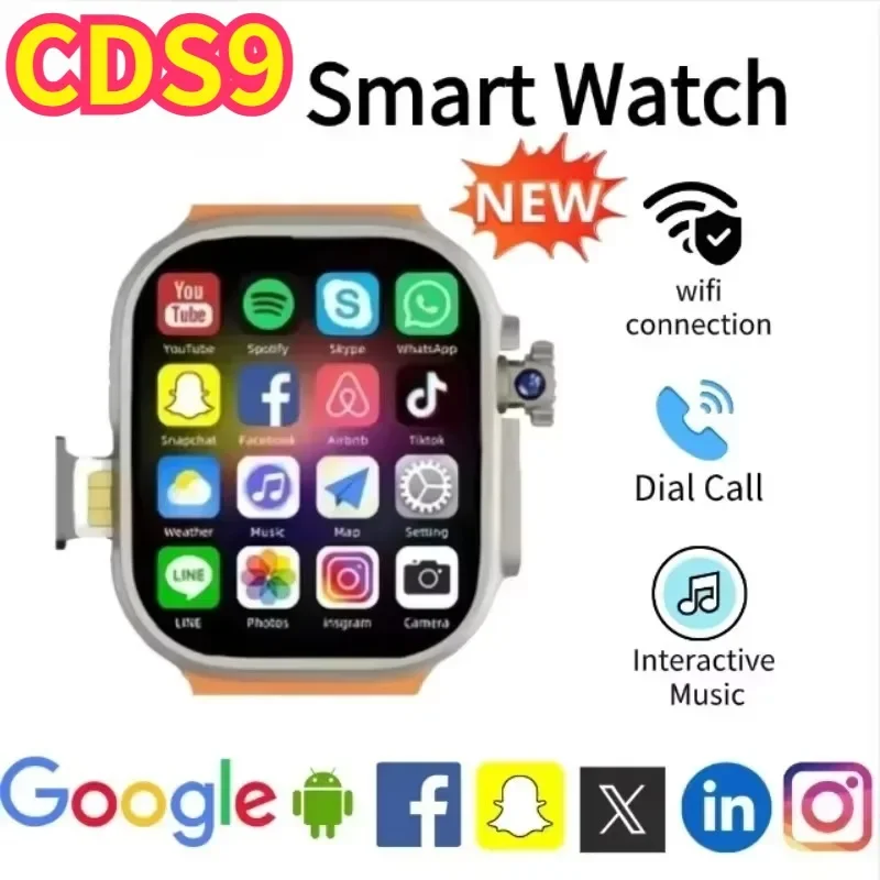 CDS9 NEW Android Smartwatch 4G Rotating Camera SIM Card Slot AMOLED Display GPS WiFi Global Version Men Women