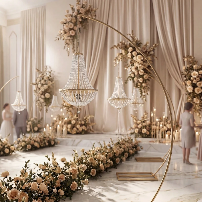 

4pcs Acrylic Pendant Strings Iron Arch for Event Party Wedding Outdoor Stage Opening Windows Display Dinner Decoration Props