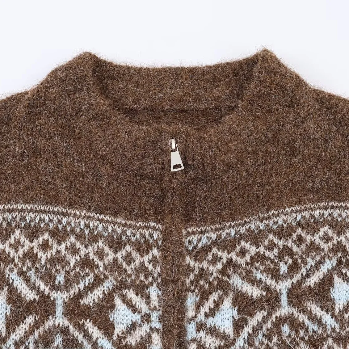 Faionable Long Sve Knitted Cardigan Women's Autumn Winter New Arrival Double Zipper All-Match Floral Embroidery Open-irt