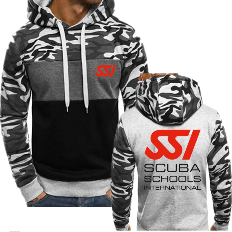 New Scuba Schools International SSI Logo Print Spring Camouflage Color Matching Hoodie Sweatshirt Customizable Logo Men Tops